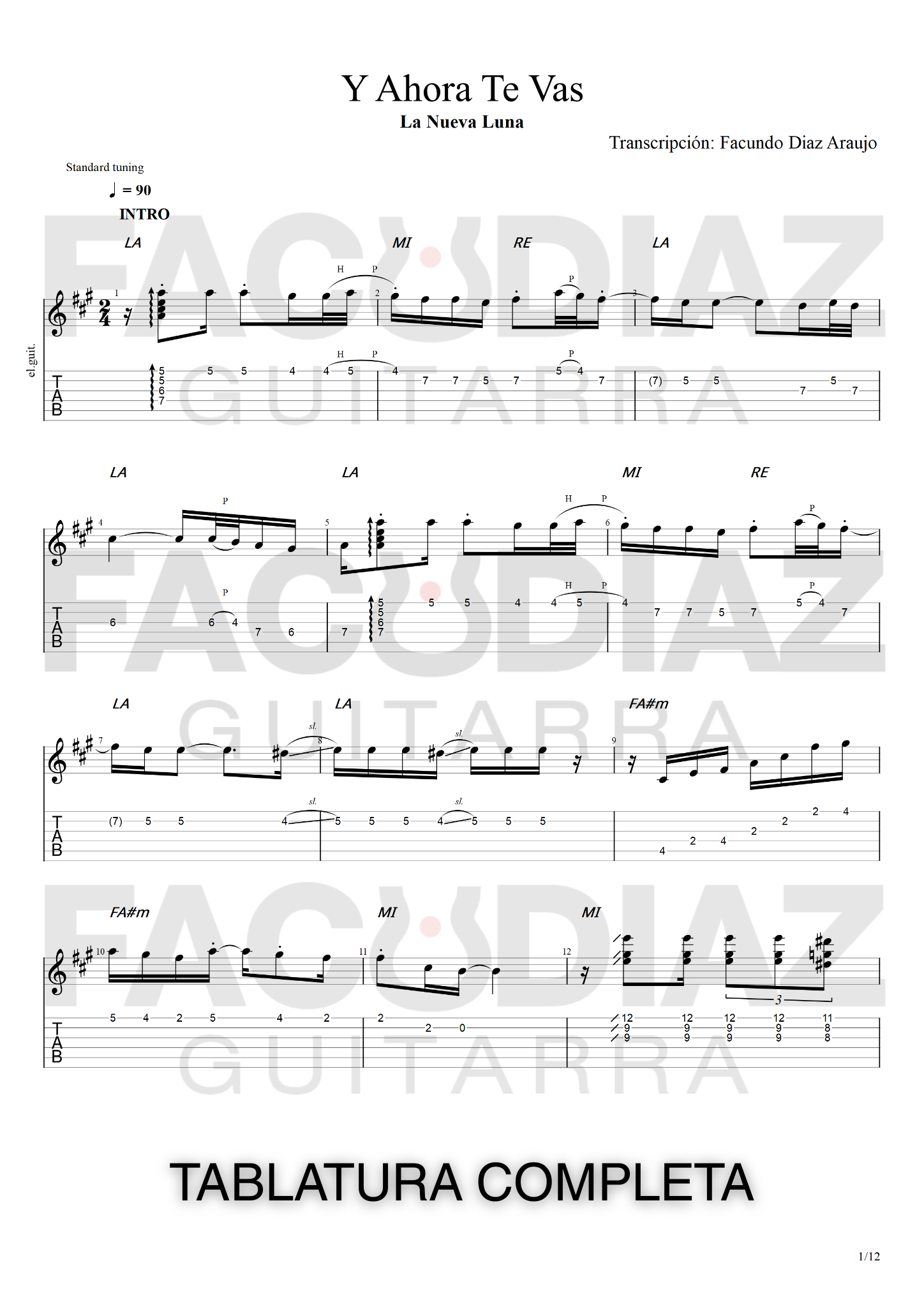 Tablatura completa  –  Y Ahora Te Vas